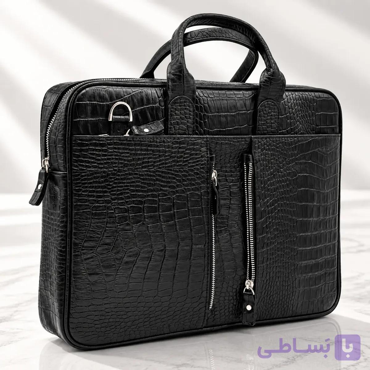 کیف چرم اداری تک پل سه زیپ جلو LEA113 — تصویر 1