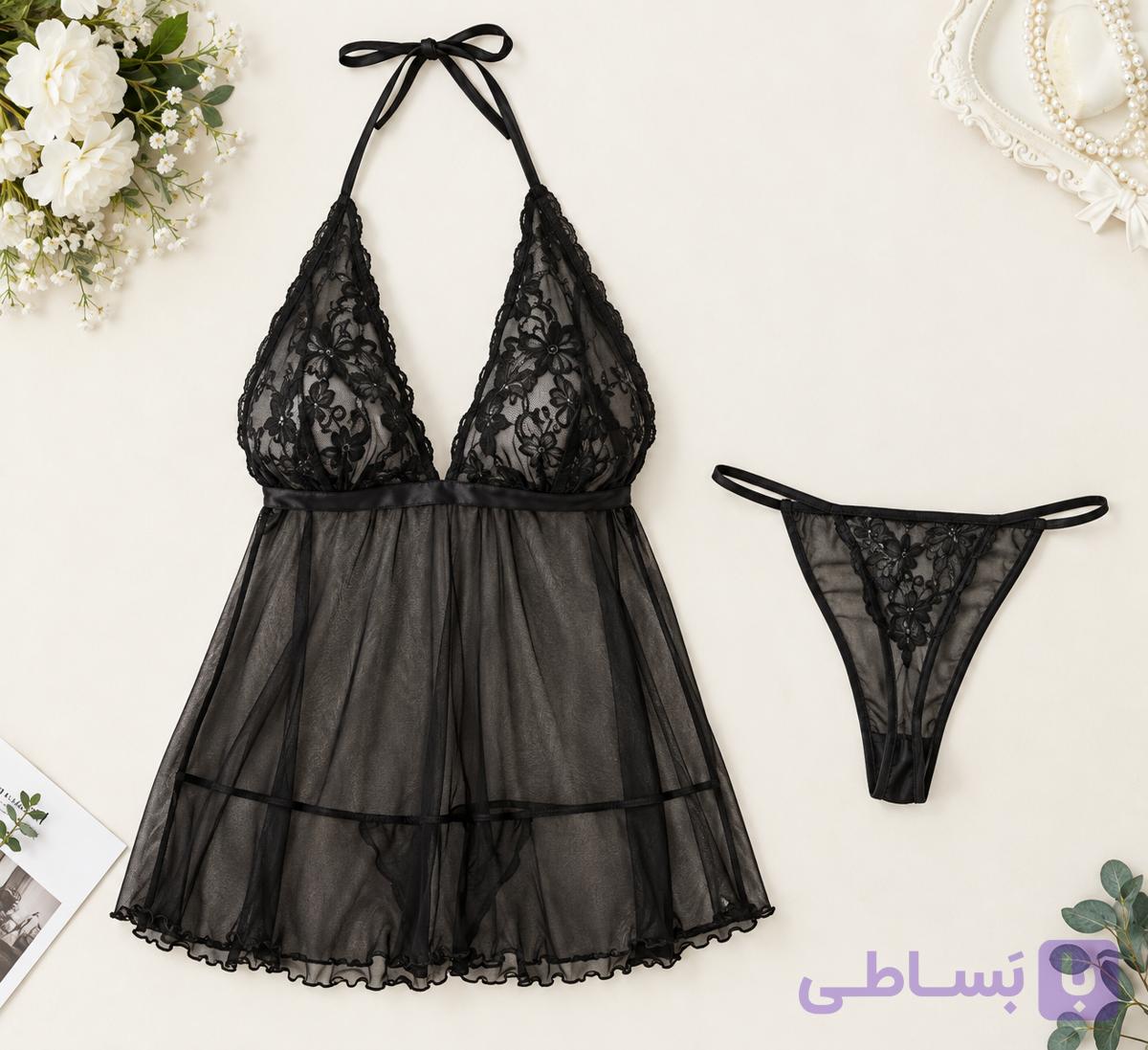 لباس خواب زنانه توری مایسا/قرمز