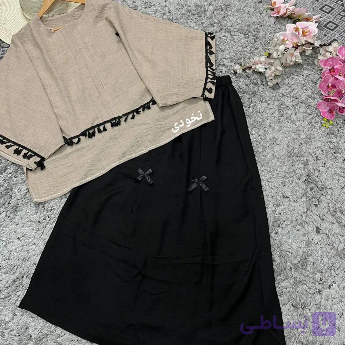 ست دخترانه شنل دامن پاپیونی