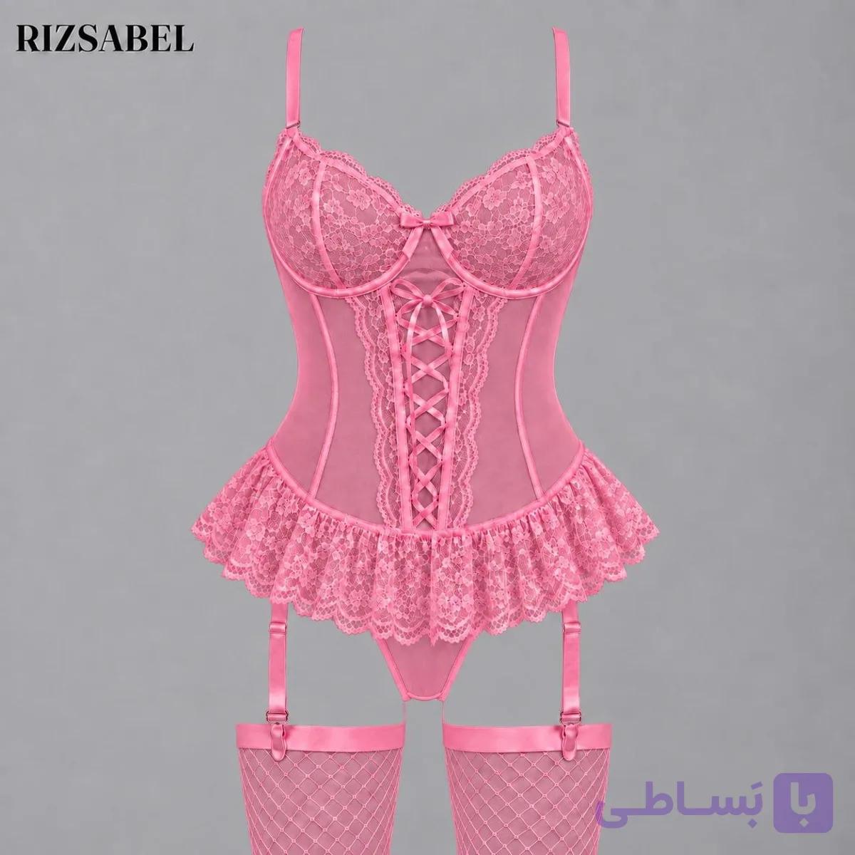 لباس خواب جورابدار 5256 صورتی سیسنت — تصویر 1