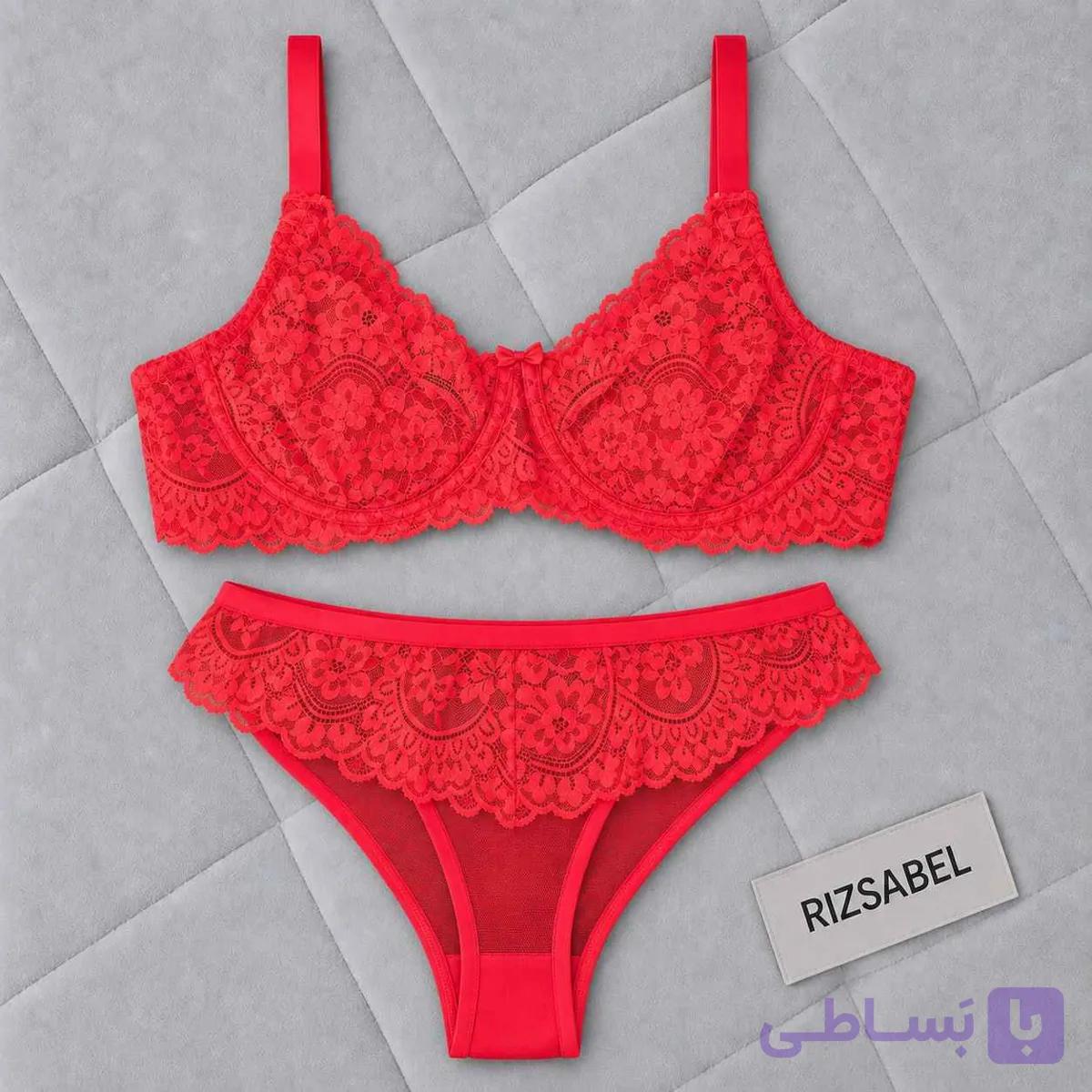 ست شورت و سوتین تمام تور 1050 قرمز مکسوریا — تصویر 1