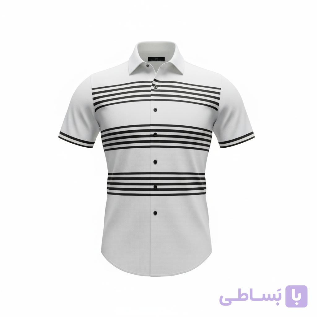 پیراهن مردانه آستین کوتاه مولتنو ترکیه اسلیم فیت سایزL