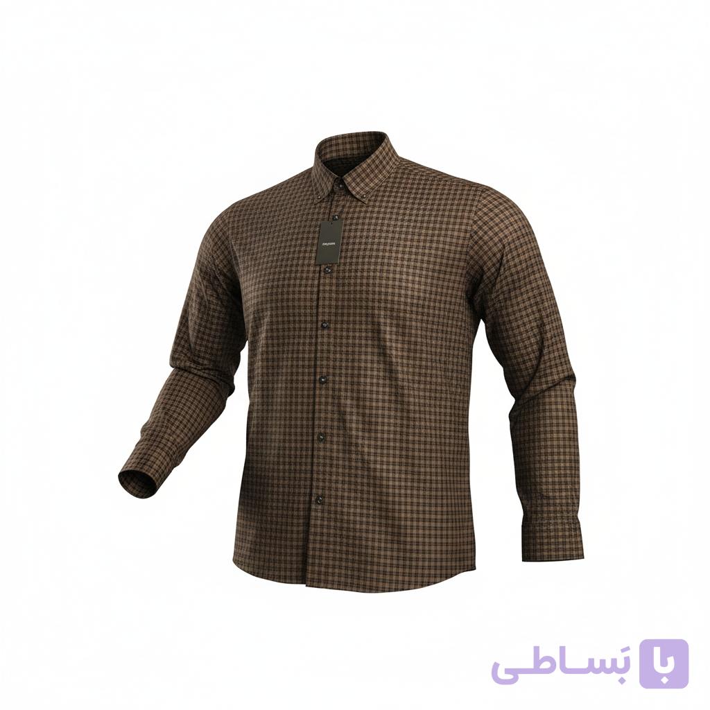 پیراهن مردانه چهارخانه آستین بلند جیب‌دار مُروِن ترکیه