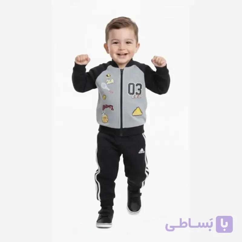 ست سویشرت و شلوار بچگانه دورس سه نخ توکرکی پسرانه مناسب 1 تا 4 سال — تصویر 1