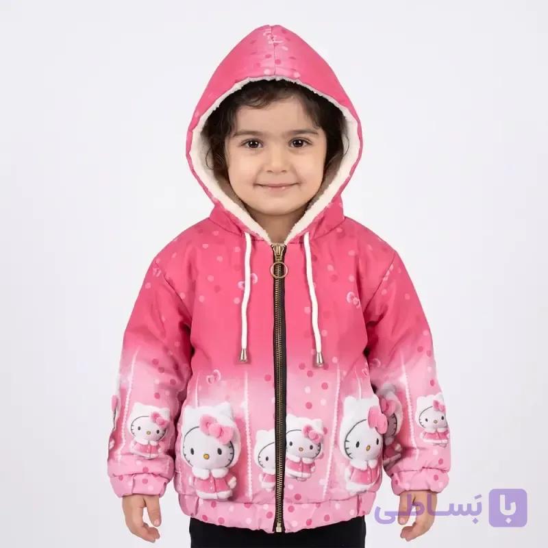 سویشرت دخترانه شمعی خزدار طرح کیتی صورتی — تصویر 1