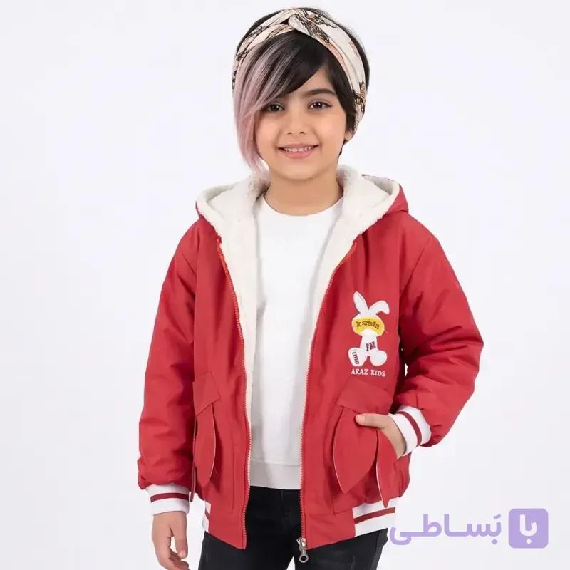 سویشرت دخترانه خرگوشی قرمز شمعی داخل خز — تصویر 1