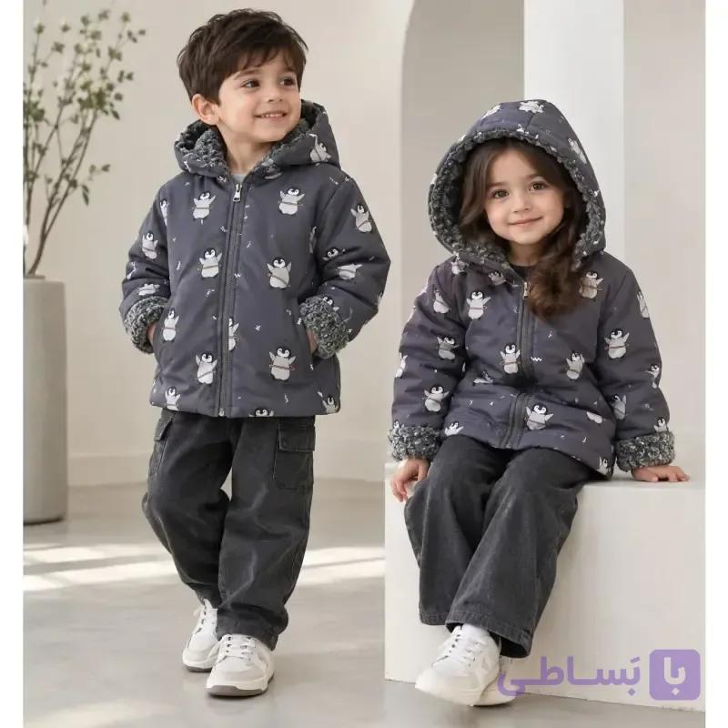 سویشرت بارونی بچگانه خزدار ضخیم ضد آب سایز 2 تا 8 سال — تصویر 1