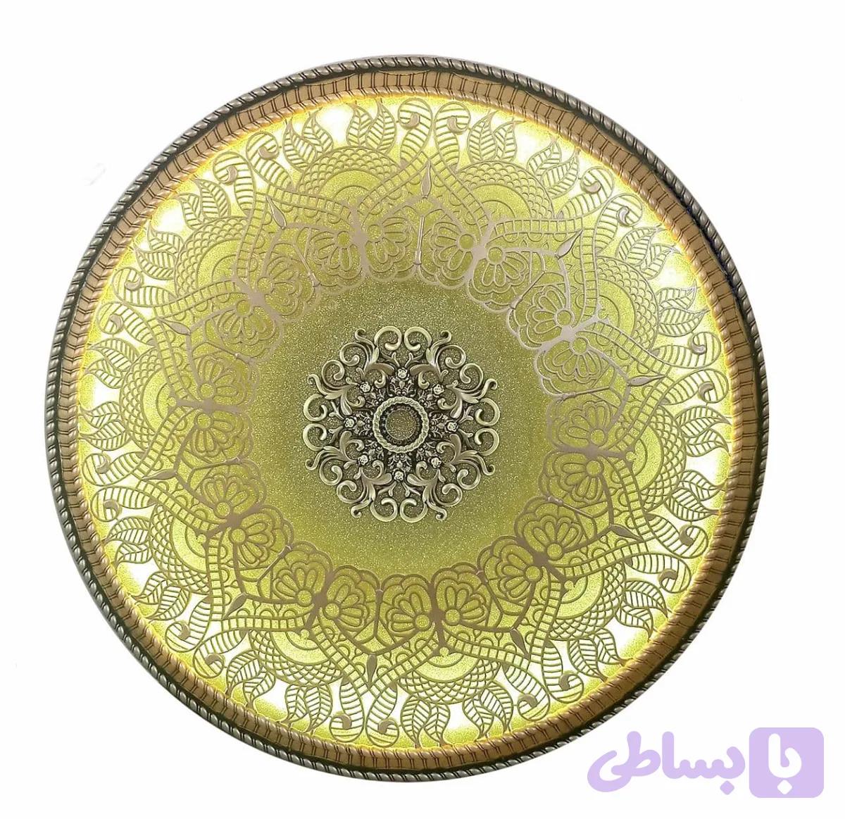 گل سقفی دور لوستری زیر لوستری دایره 106 سانتی سپاهان سقف مدل ترنج کد (385)