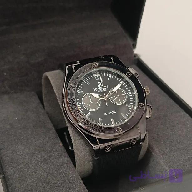 ساعت مچی مردانه هابلوت HUBLOT بند رابر رویه مخملی طرح سه موتور