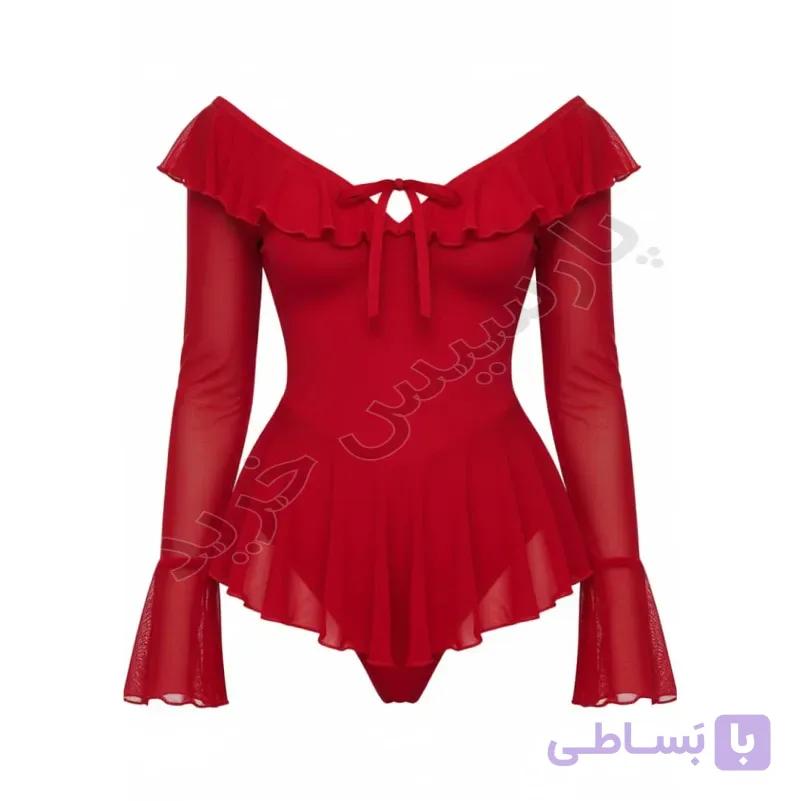 لباس خواب زنانه توری آستین‌ دار دلوین — تصویر 1