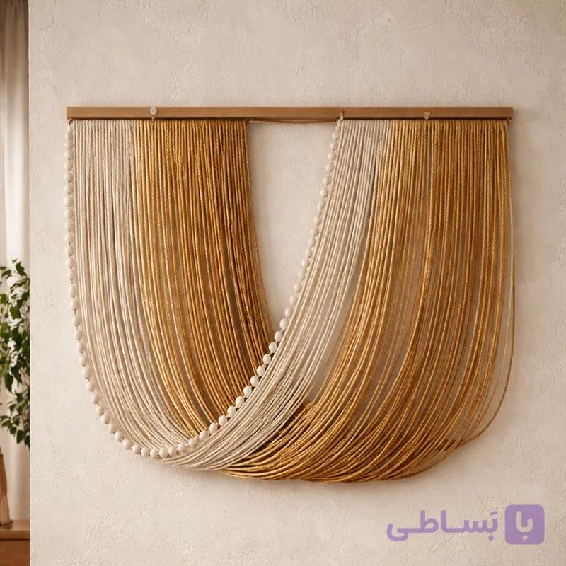 آویز دیواری مکرومه دست‌ساز  | دکور دیوار الیاف طبیعی کد502