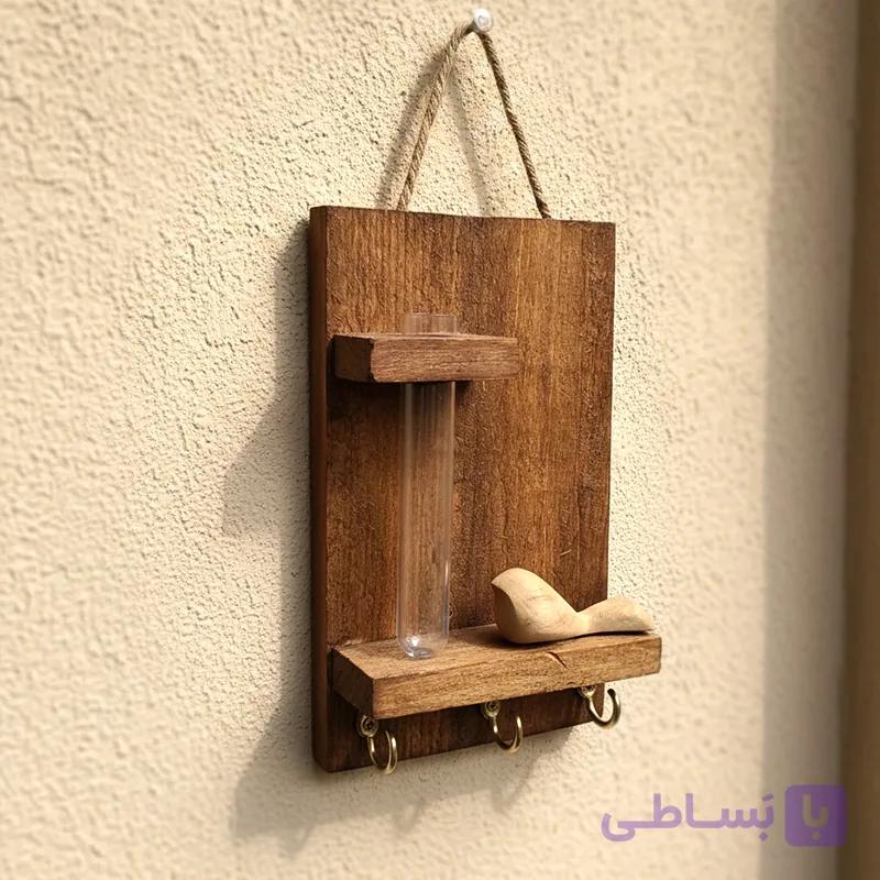 جاکلیدی و جاگلدونی دیواری چوبی دست‌ساز | دکور نچرال چندمنظوره