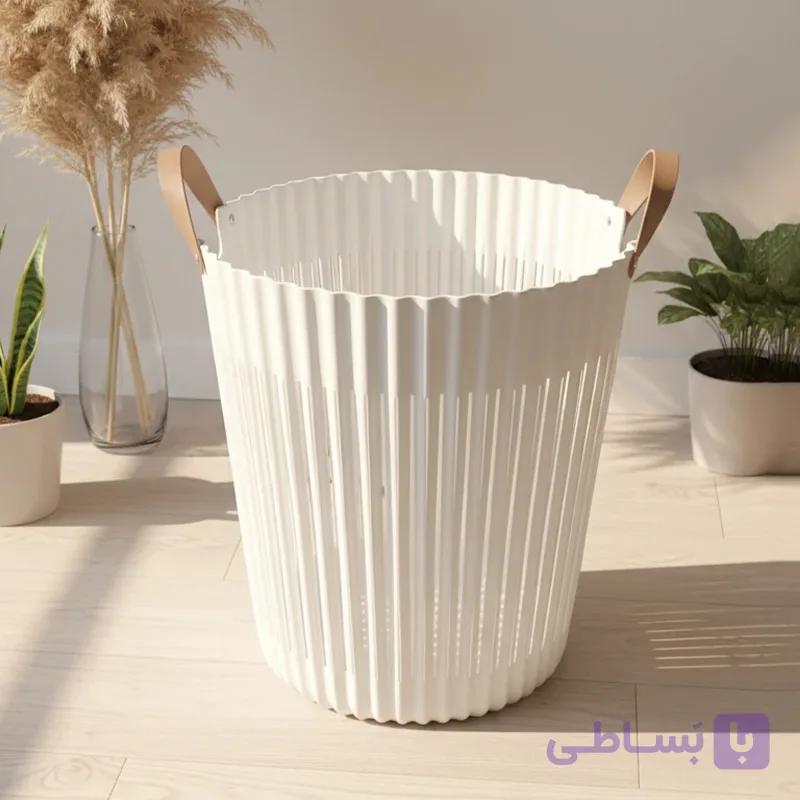 سبد نظم‌دهنده چندمنظوره با دسته چرمی | مناسب لباس، اسباب‌بازی و لوازم منزل