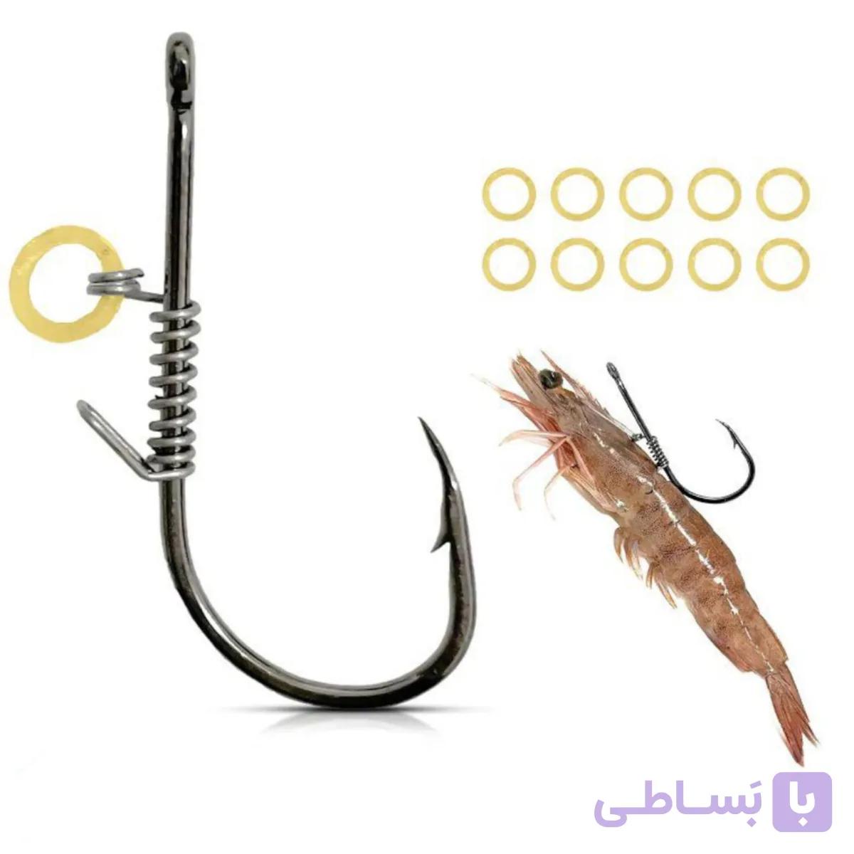 نگهدارنده میگو روی قلاب ماهیگیری به همراه قلاب — تصویر 1