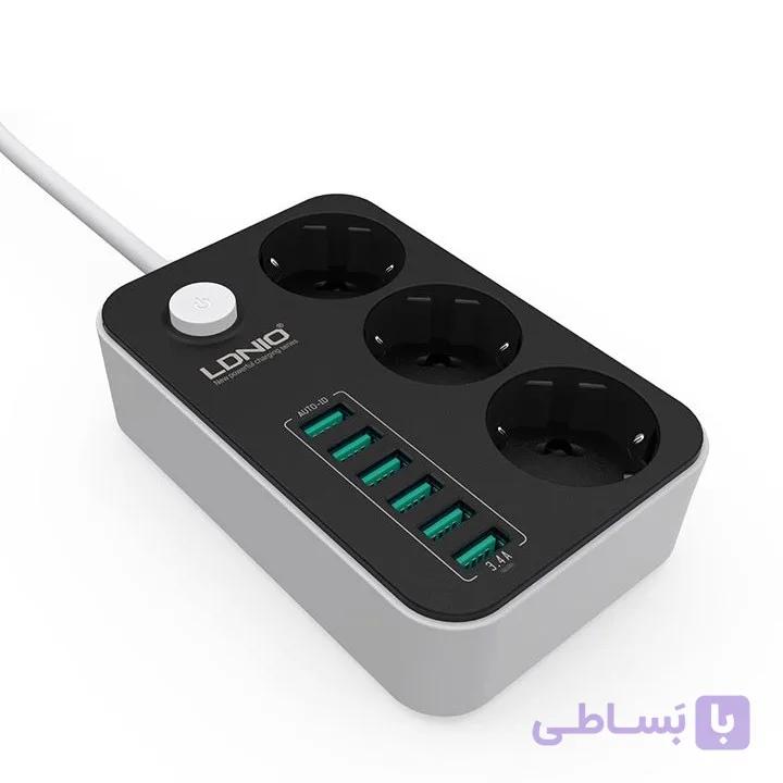 چندراهی برق الدینیو مدل SE3631 با کابل ۲ متری و ۳ خروجی ارت دار — تصویر 1