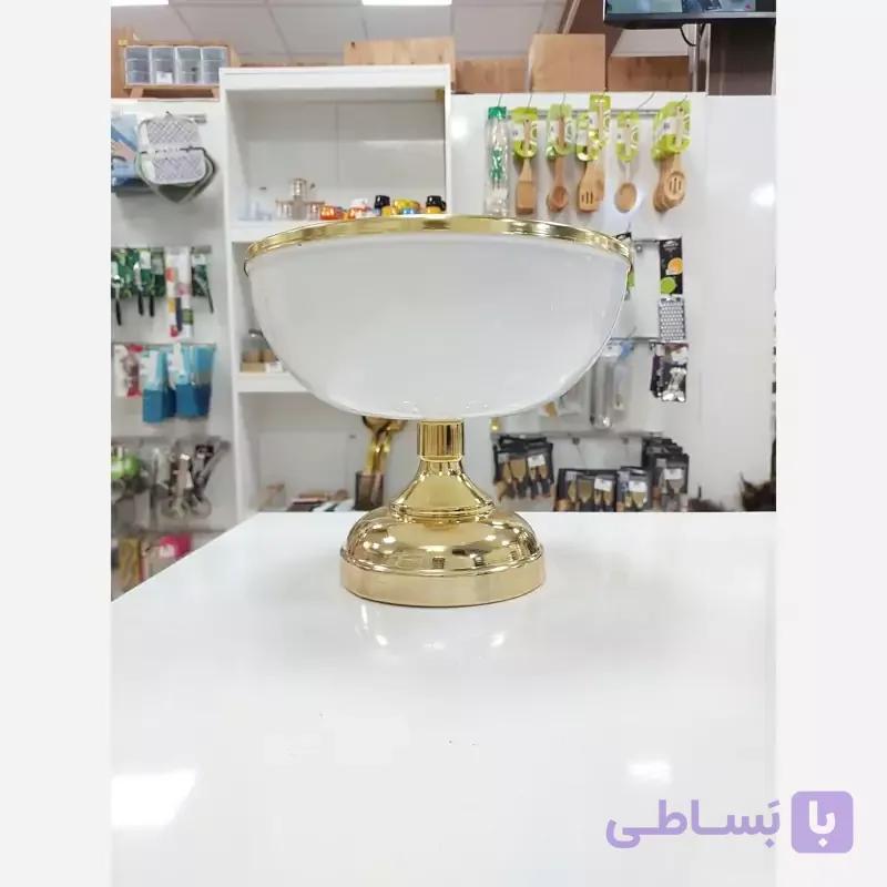 کاسه آجیل بزرگ سفید طلایی رنگ ثابت فورتیک