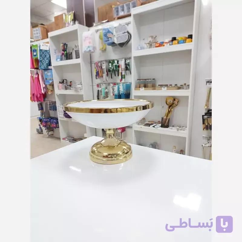 کاسه میوه نیم گود بزرگ سفید طلایی فورتیک ثابت