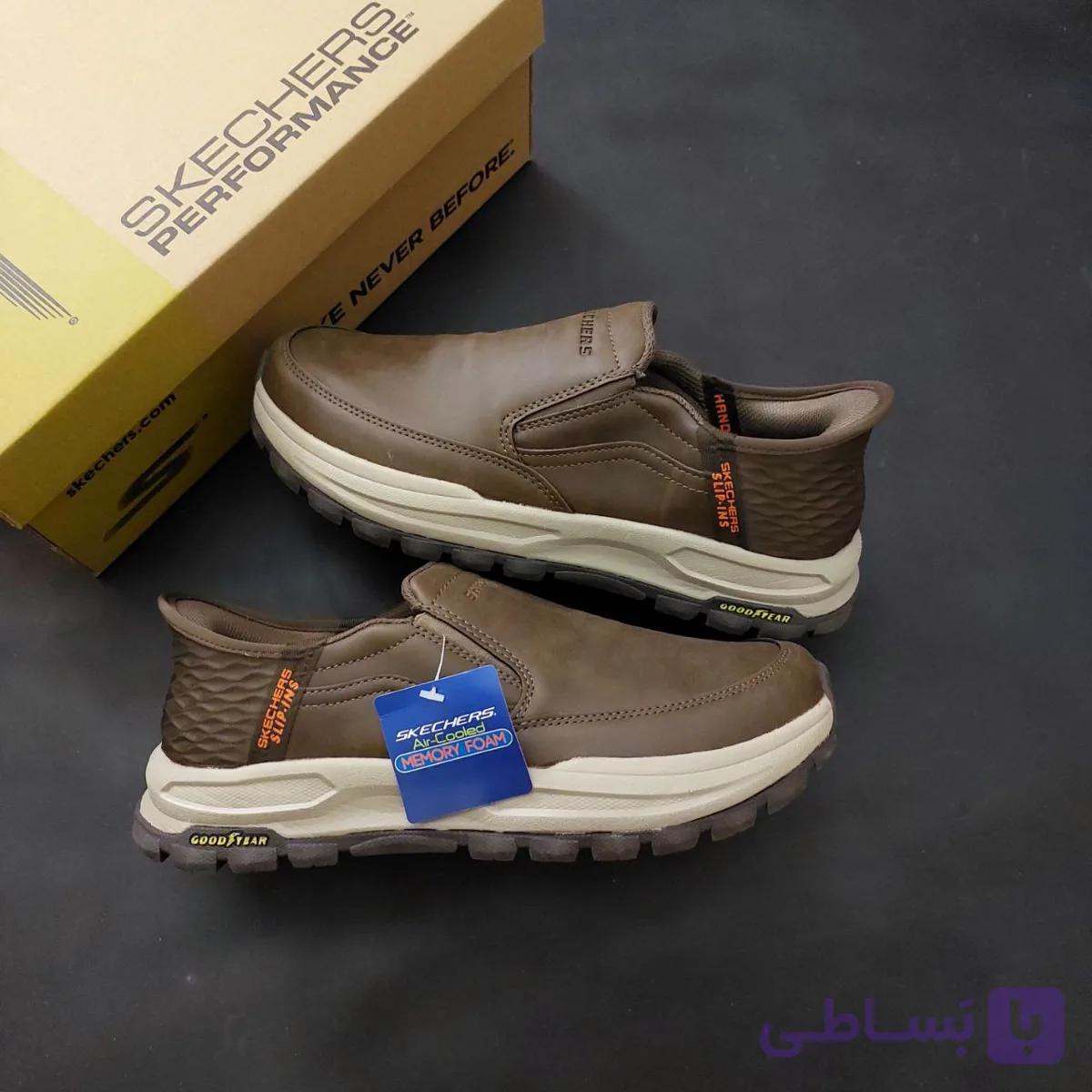 کفش اسکیچرز مردانه مدل بدون بند رویه چرم — تصویر 1