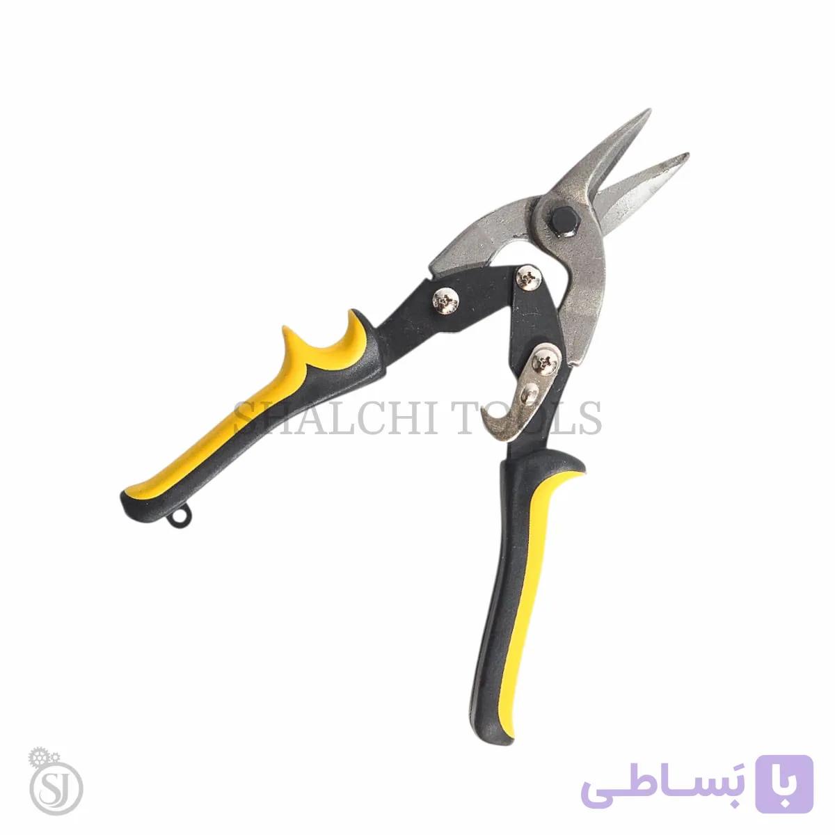 قیچی ورق بر سر راست اهرمی برش فلزات ضامن دار دسته زرد و مشکی — تصویر 1