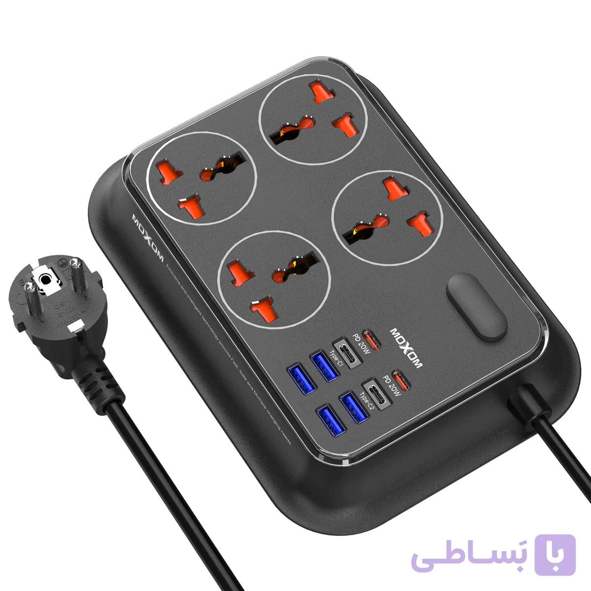 چند راهی برق و شارژر PD20W موکسوم مدل MX-ST24 — تصویر 1