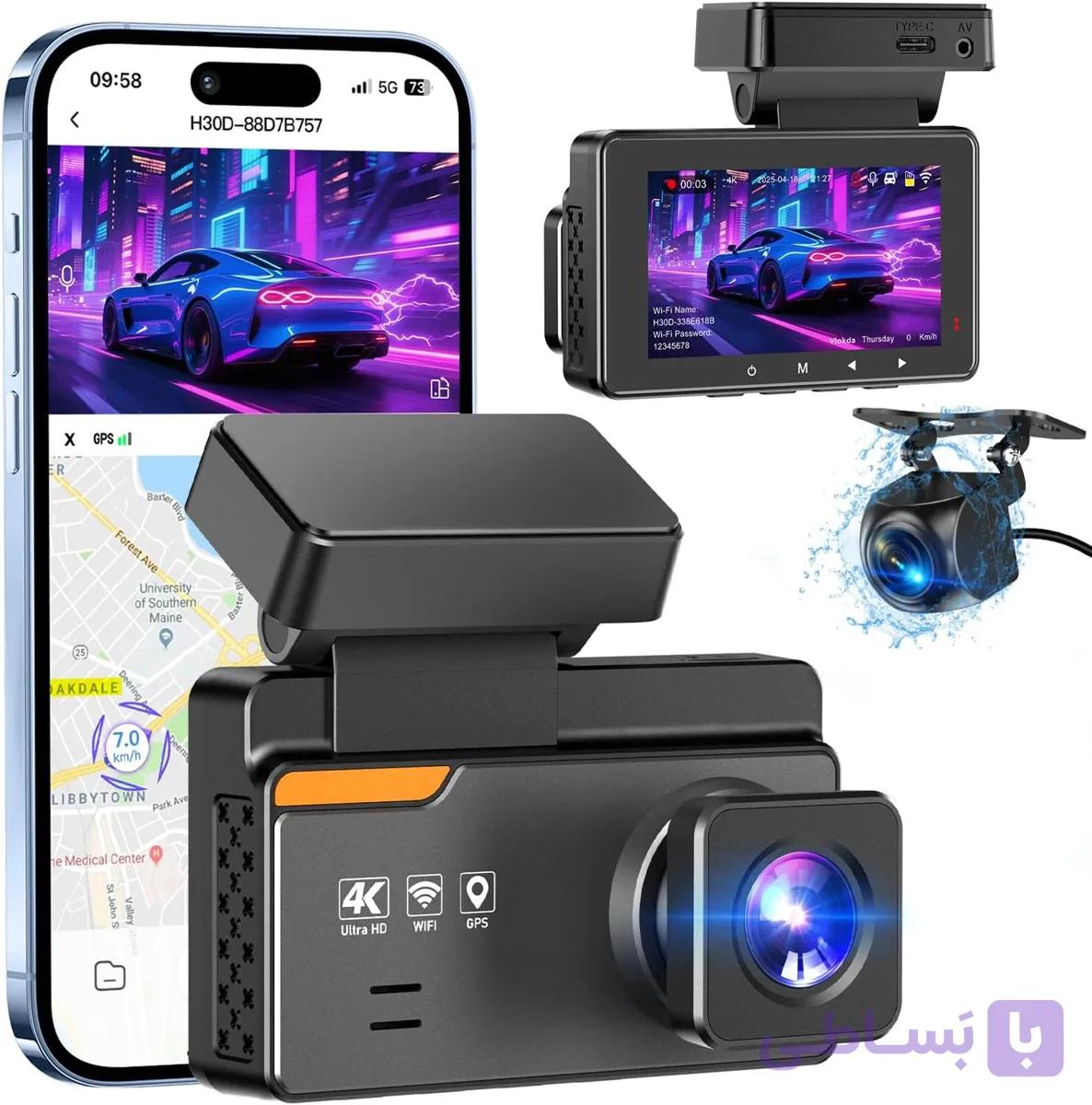 دوربین ثبت وقایع و ردیاب خودرو ویومکس مدل VM6 (4K دو دوربینه + GPS + Wi‑Fi) — تصویر 1
