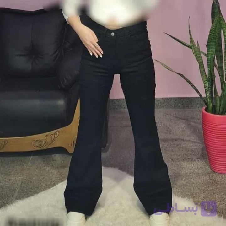 شلوار کتان دمپا گشاد زنانه رنگ مشکی پر کلاغی