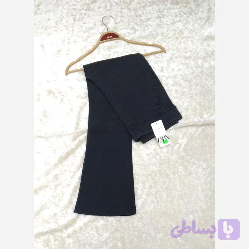 شلوار لی راسته زنانه رنگ زغال سنگی