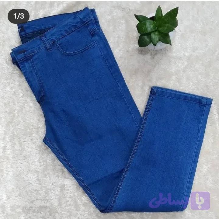 شلوار لی مردانه کلاسیک راسته سایز بزرگ رنگ سورمه‌ای