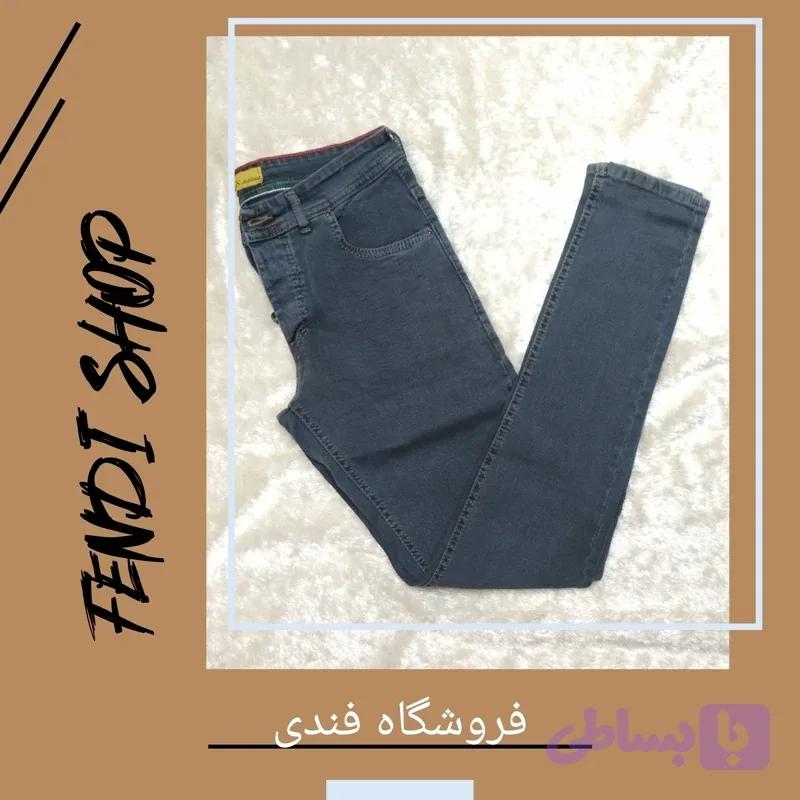 شلوار لی مردانه اسپرت رنگ نوک مدادی بدون زاپ