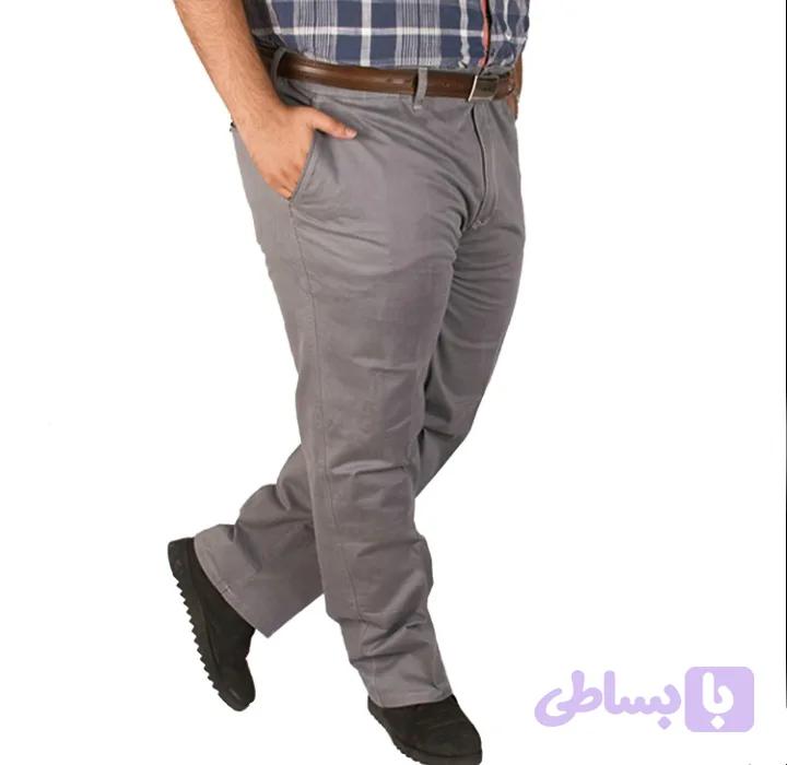 شلوار کتان کلاسیک مردانه سایز بزرگ رنگ طوسی
