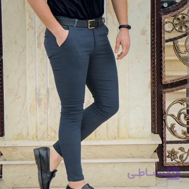 شلوار کتان مردانه اسپرت رنگ نوک مدادی