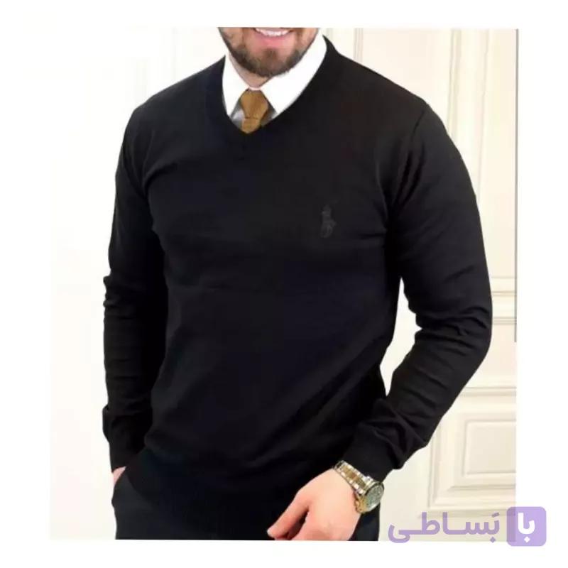 ژاکت مردانه یقه هفت رنگ مشکی