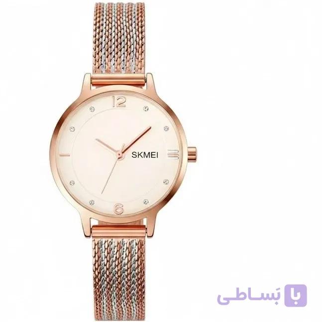 ساعت مچی عقربه‌ای کوارتز زنانه اسکمی مدل حصیری رنگ مسی — تصویر 1