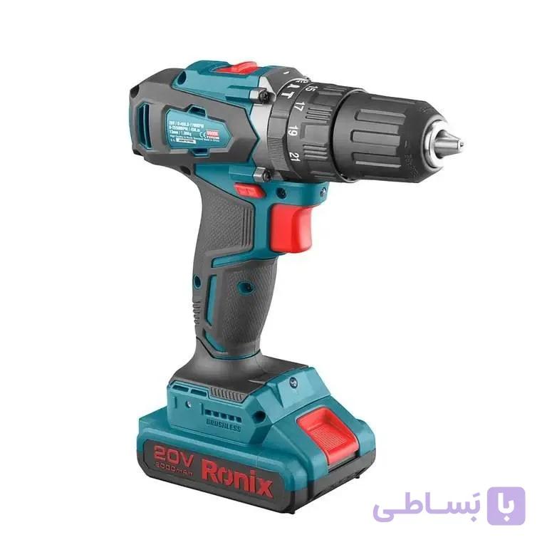 دریل چکشی شارژی براشلس 20 ولت دو باتری رونیکس مدل 8900k (12 ماه گارانتی) — تصویر 1