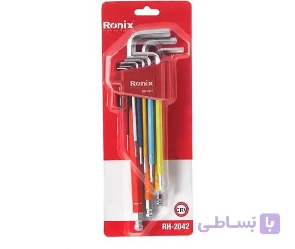 آچار آلن سر گرد کارتی 9 عددی رونیکس مدل RH-2042 — تصویر 1