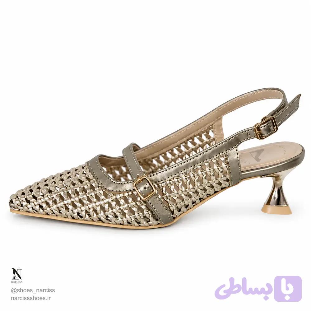 کفش مجلسی حصیری کمردار پشت باز کد 023 — تصویر 1