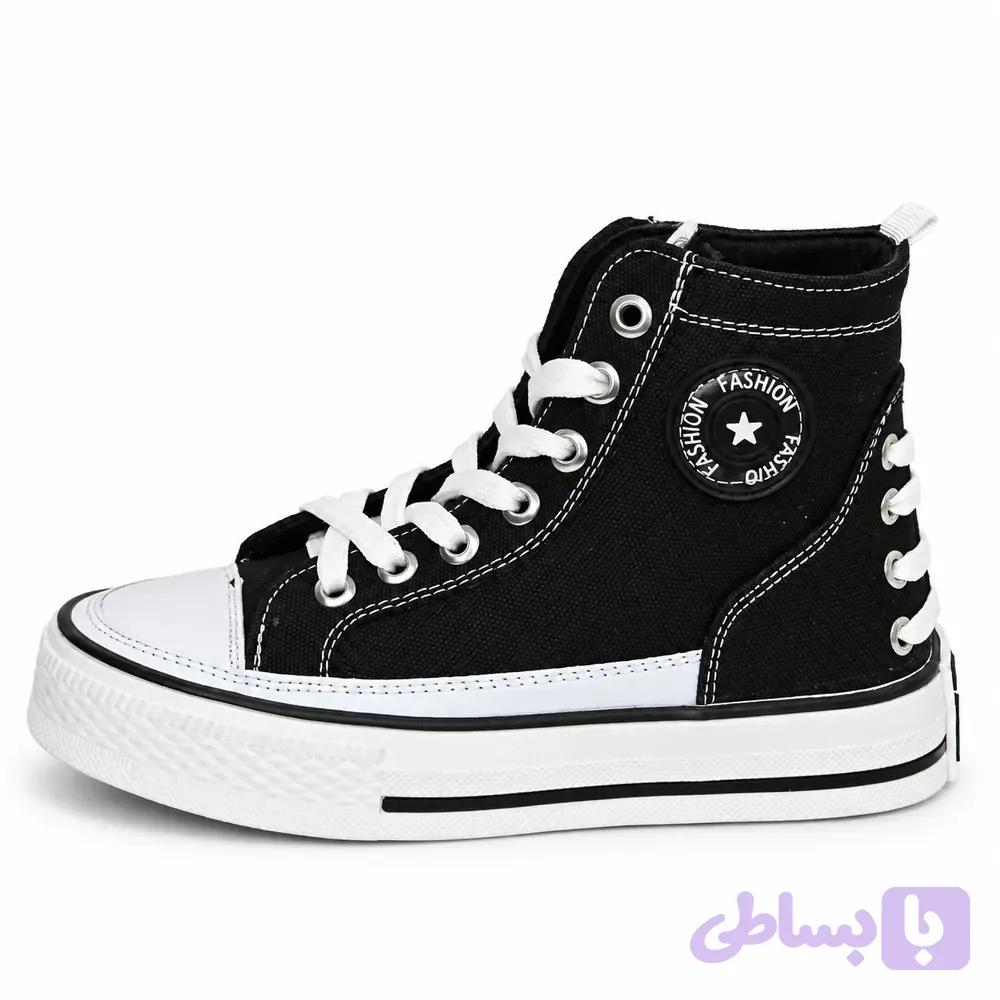 کتونی ساقدار مشکی سفید طرح آلستار کد 012 — تصویر 1