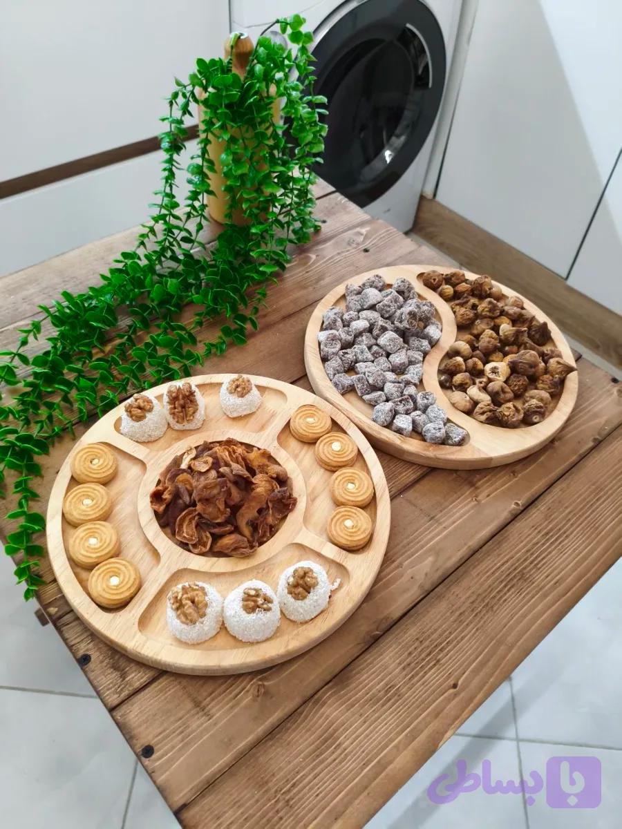 سینی و تخته سرو بامبو گرد ۲۵*۲۵