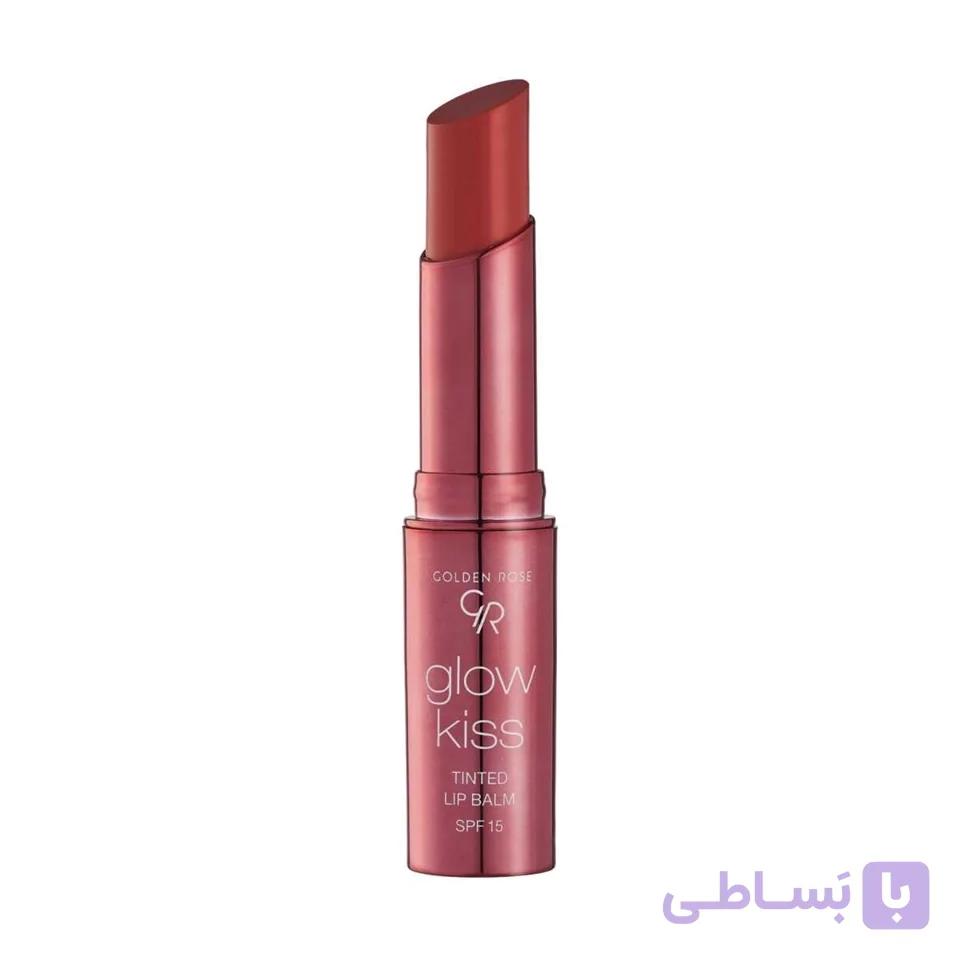 تینت لب جامد گلدن رز شماره 04 (شیک هلو) GOLDEN ROSE glow kiss TINTED LIP BALM — تصویر 1