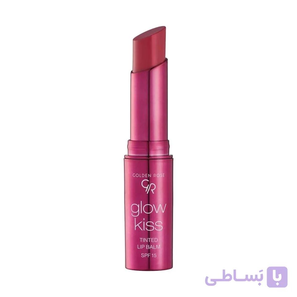 تینت لب جامد گلدن رز شماره 03 (صورتیِ تمشکی) GOLDEN ROSE glow kiss TINTED LIP BALM — تصویر 1