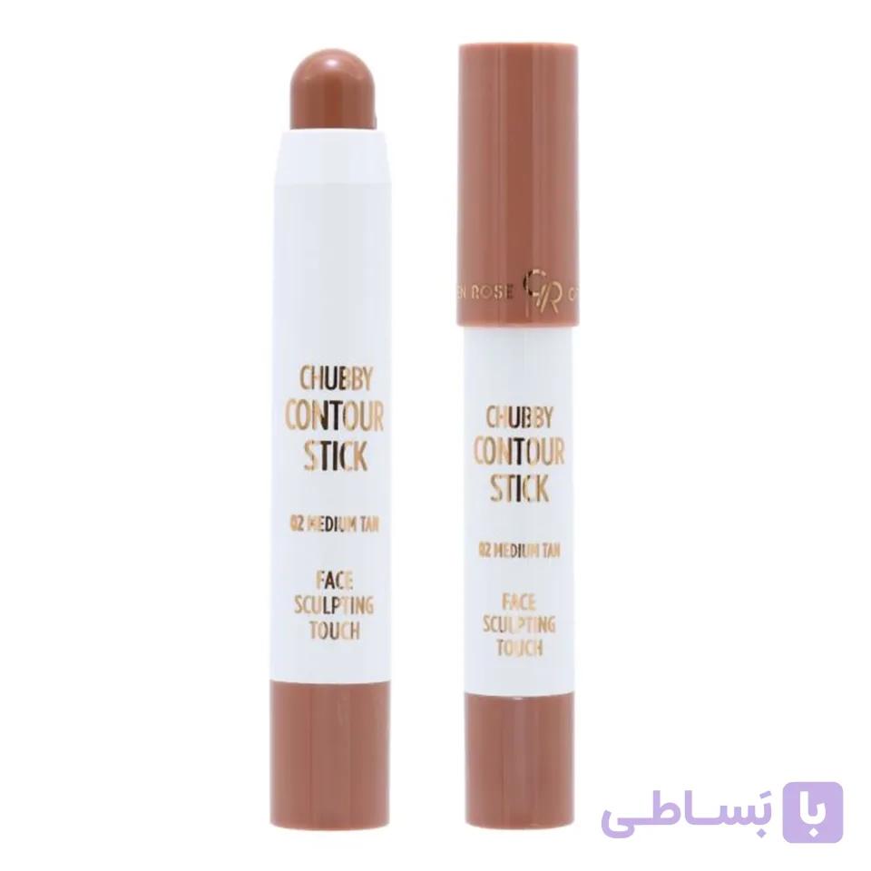 کانتور استیکی مدادی گلدن رز شماره 02 (قهوه‌ای مایل به زرد متوسط) GOLDEN ROSE CHUBBY CONTOUR STICK — تصویر 1