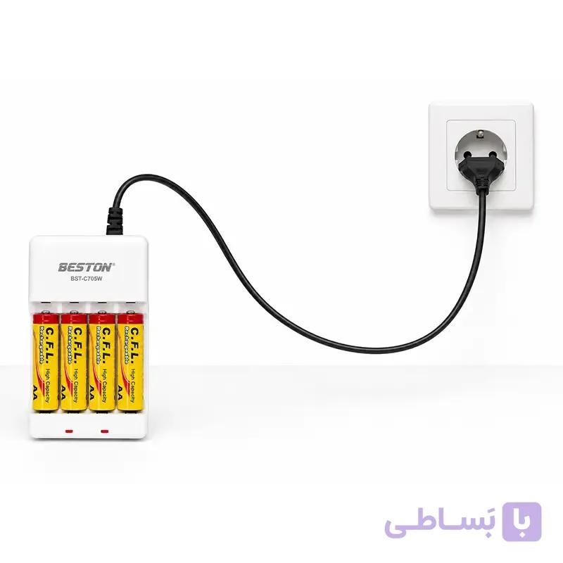 پک باتری شارژی قلمی سی‌.اف‌.ال و شارژر بستون مدل BST-C705W — تصویر 1