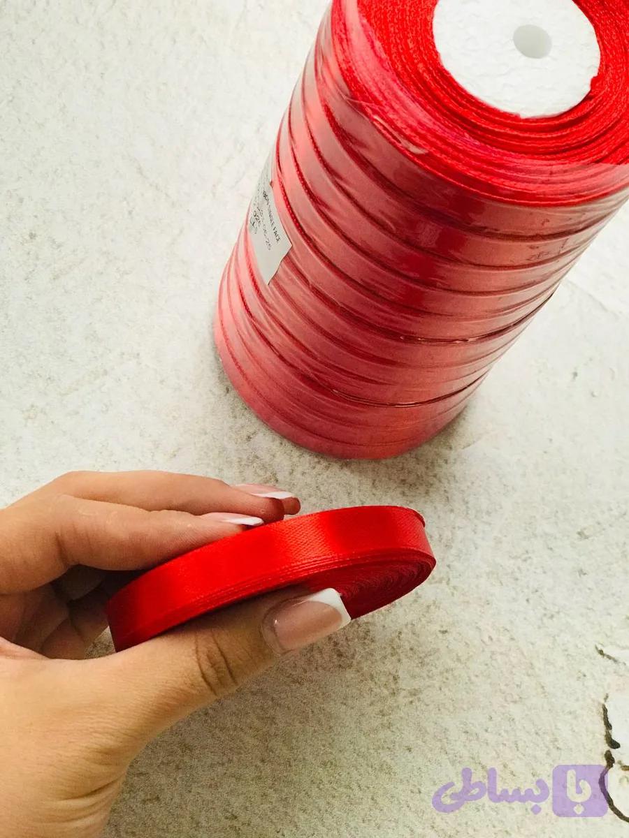 روبان ساتن عرض 1 سانت قرمز — تصویر 1