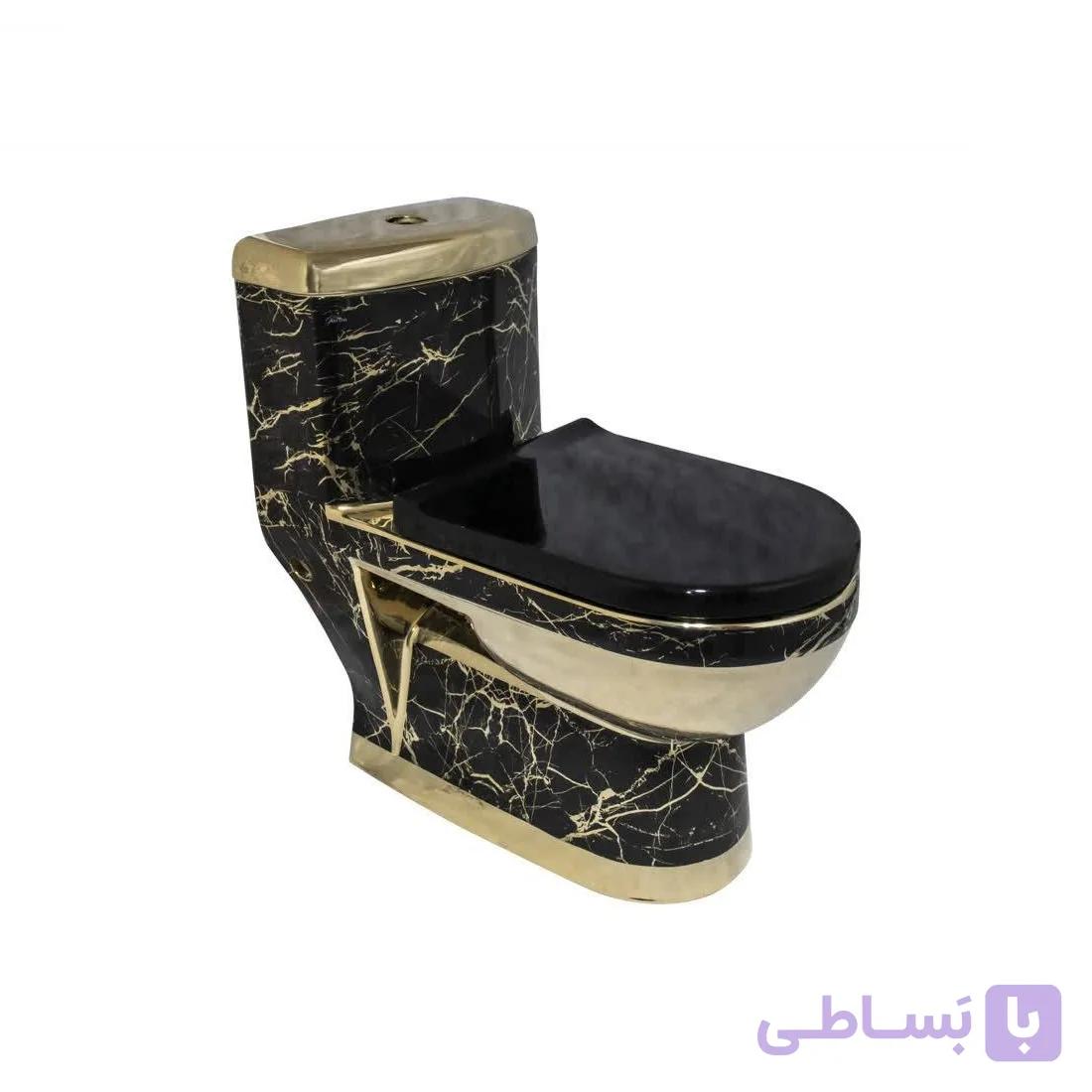 توالت فرنگی کوتینگ مشکی طلایی مدل 002