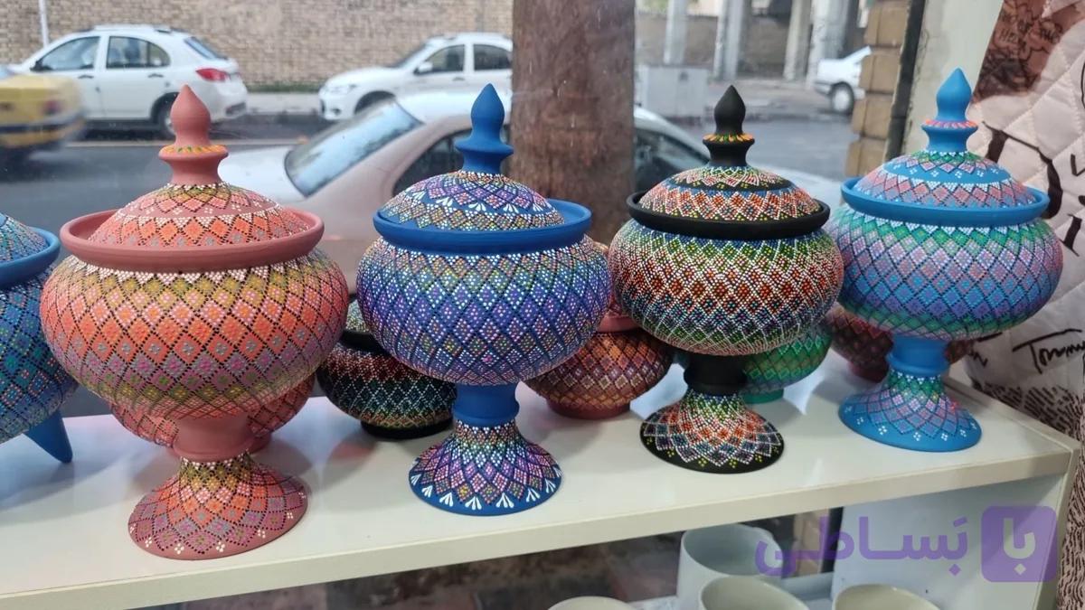 شکلات خوری سفالی قلمکاری — تصویر 1