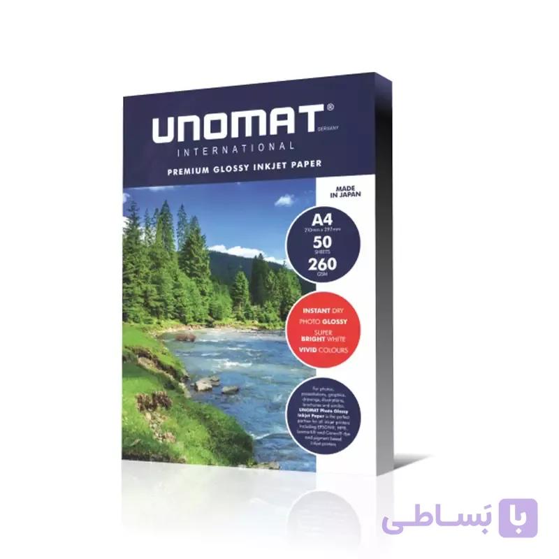 کاغذ عکس فتوگلاسه A4 یونومات ۲۶۰ گرم بسته ۱۰۰ عددی (اصل ژاپن) — تصویر 1