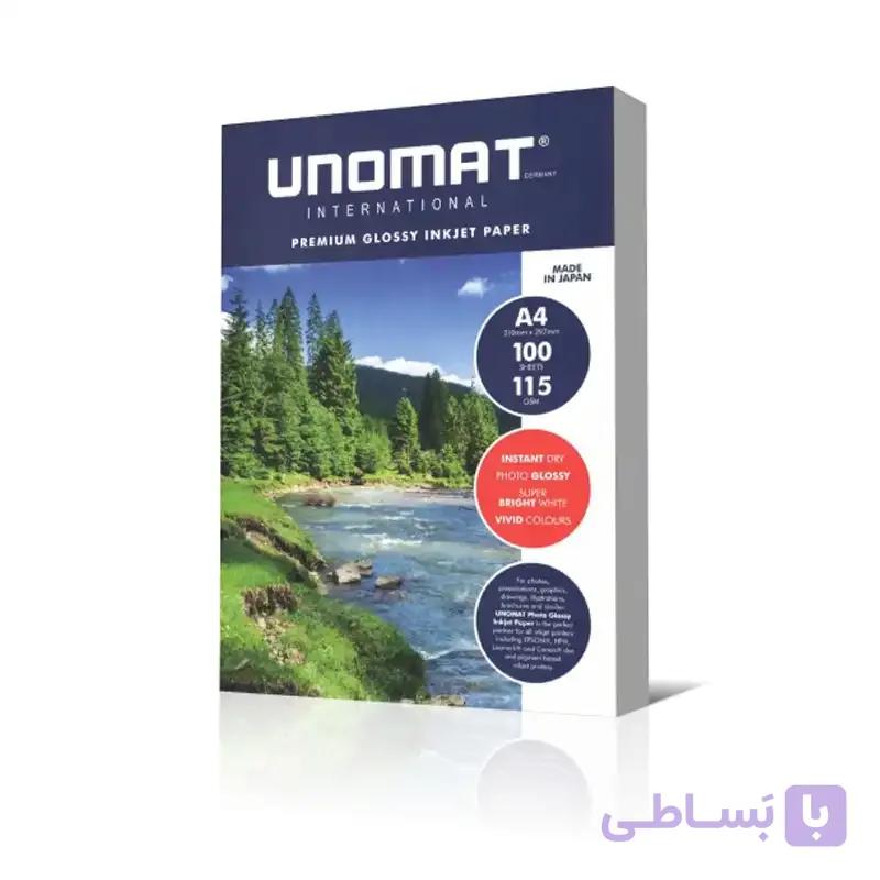 کاغذ عکس ۱۳۵ گرم A4 یونومات بسته ۱۰۰ برگی