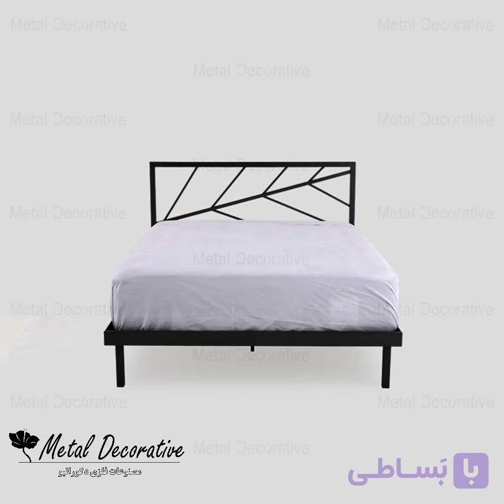 تخت خواب فلزی ساده با تاج طرح برگ — تصویر 1