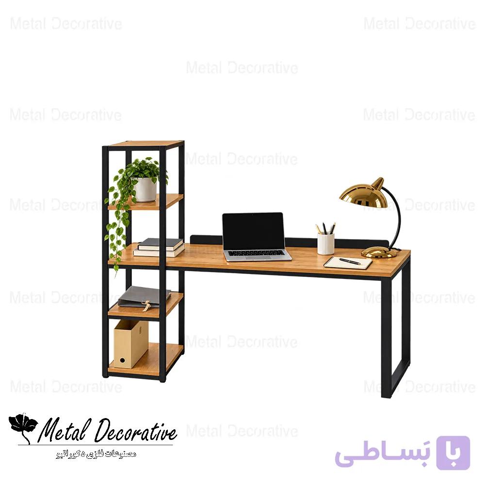 میز تحریر ساده و مدرن اتاق مطالعه با کتابخانه — تصویر 1