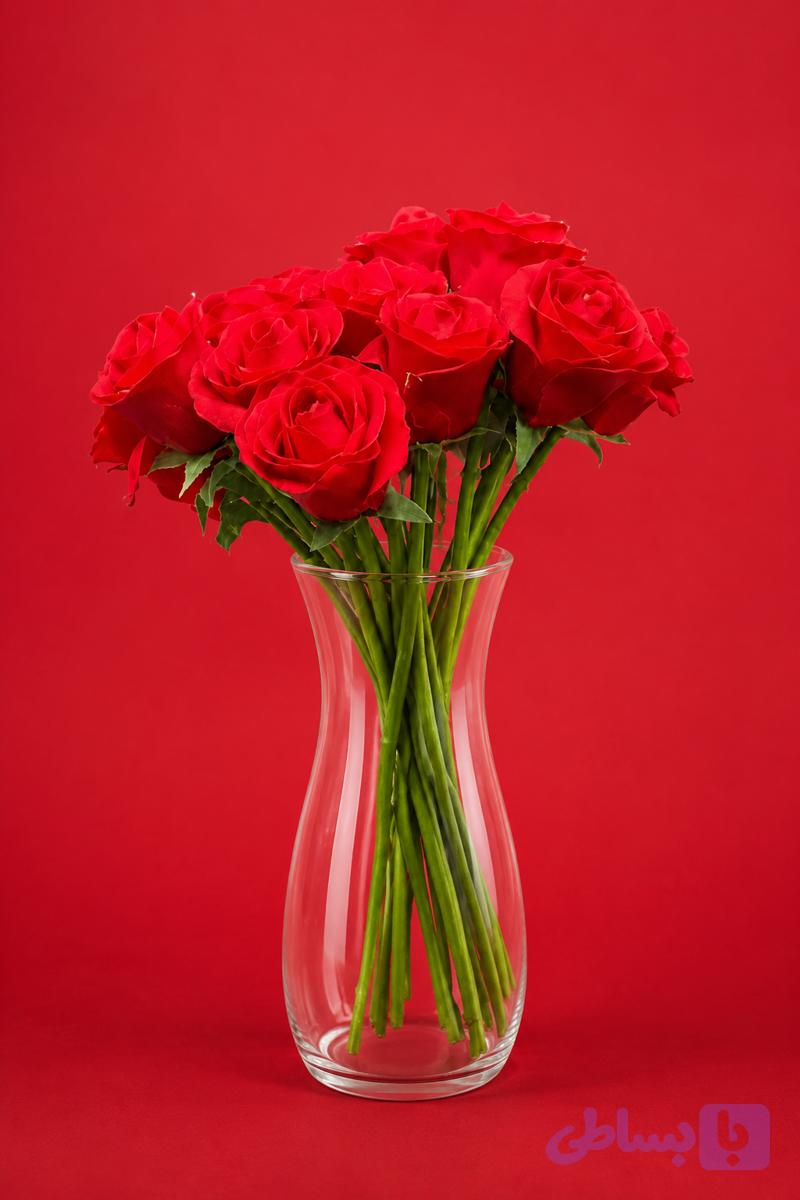 گل رز مصنوعی دسته 10 عددی رنگ قرمز مدل rose کد 58